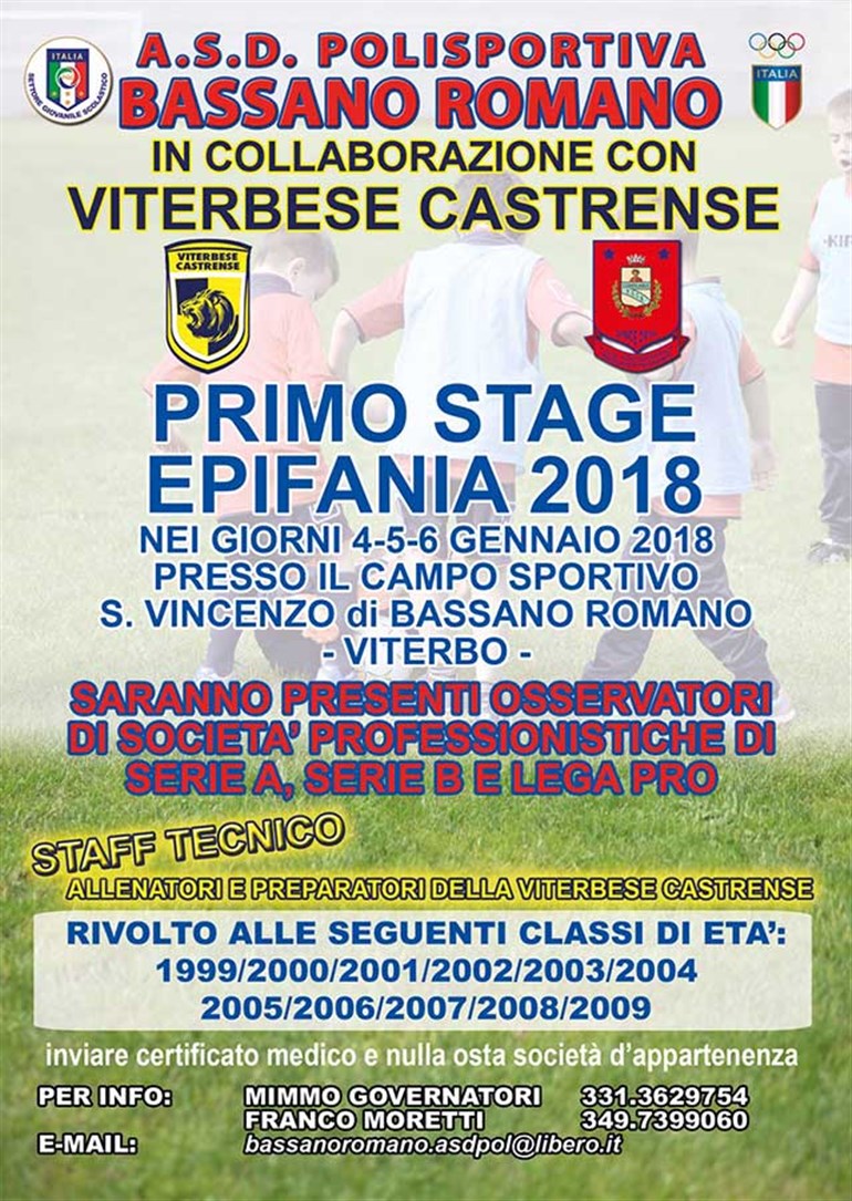 Primo Stage Epifania 2018 con Bassano Romano e Viterbese Castrense