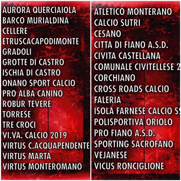 Habemus gironi Seconda Categoria 2019-2020: gruppo B a 15 squadre con le due di Fiano, Civitellese ed Isola Farnese