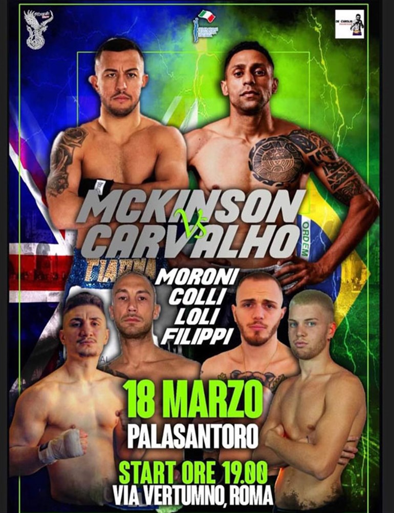 Al Pala Santoro di Roma arriva la grande boxe: 18 marzo c'è anche la super sfida Mckinson-Carvalho 